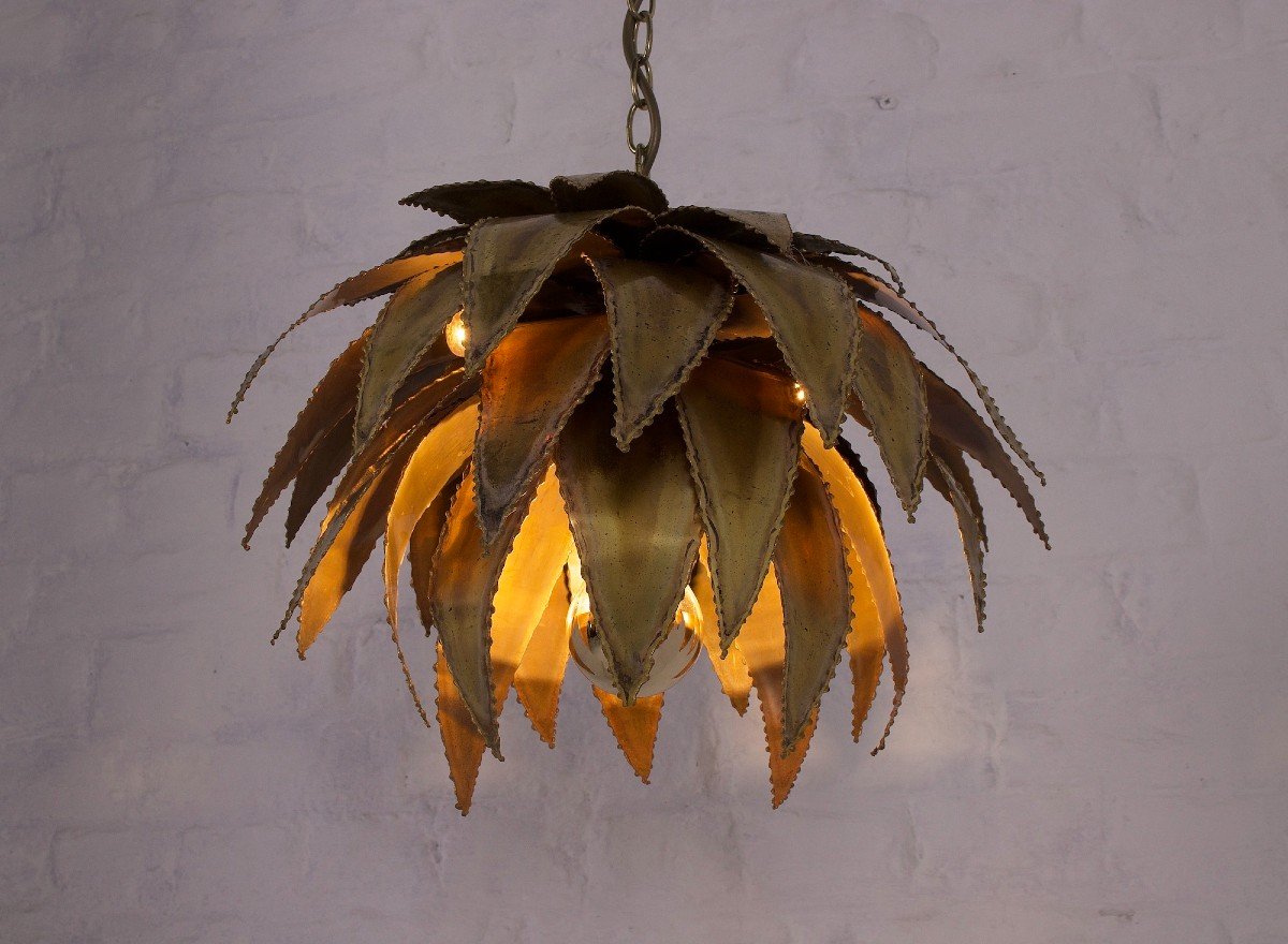 Agave Brass Pendant Light Maison Jansen-photo-2