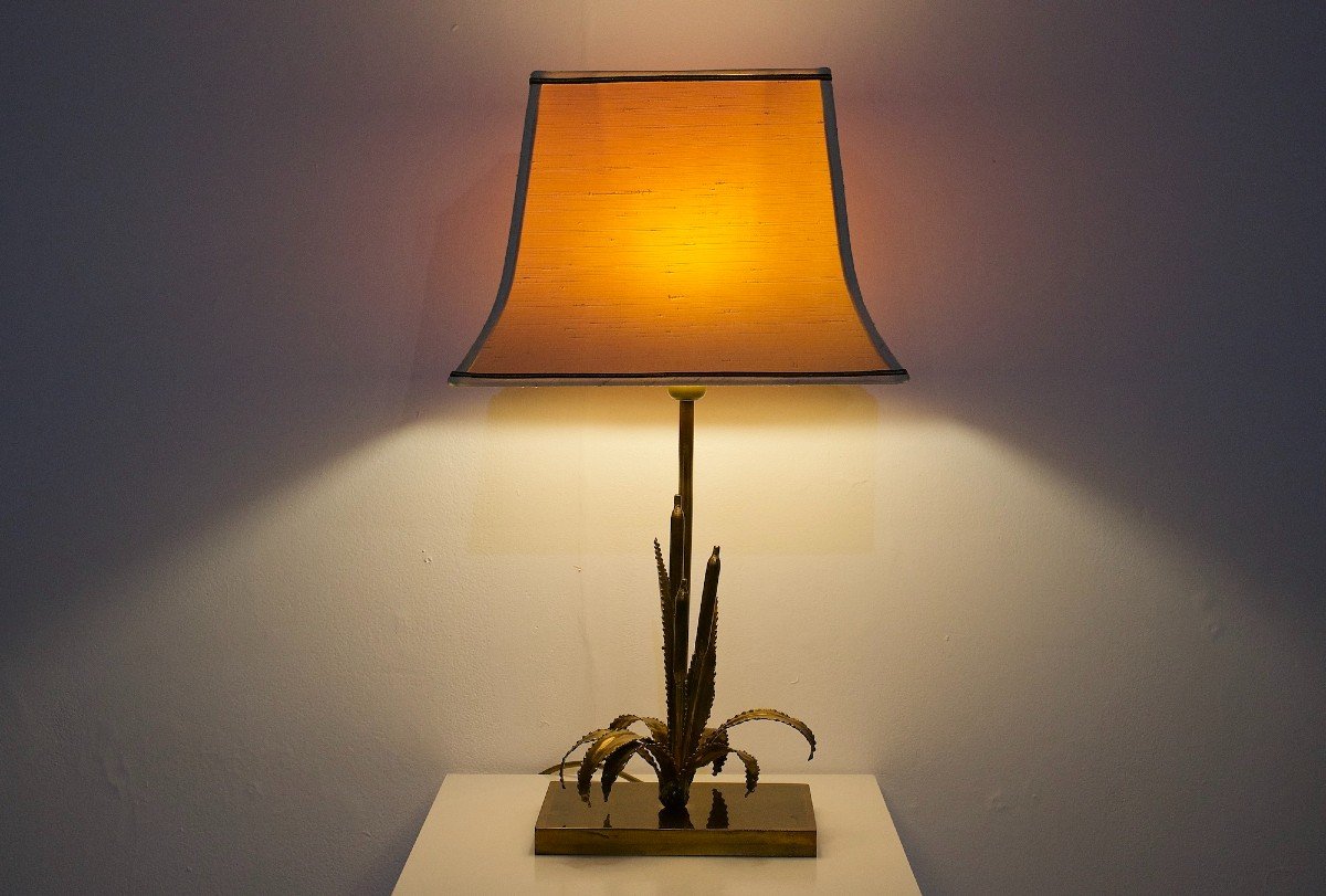 Brass Reed Lamp By Maison Jansen-photo-2