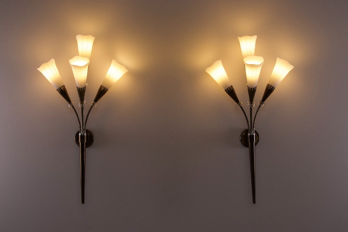 Pair Of “arum” Torchiere Wall Lights By Maison Lunel