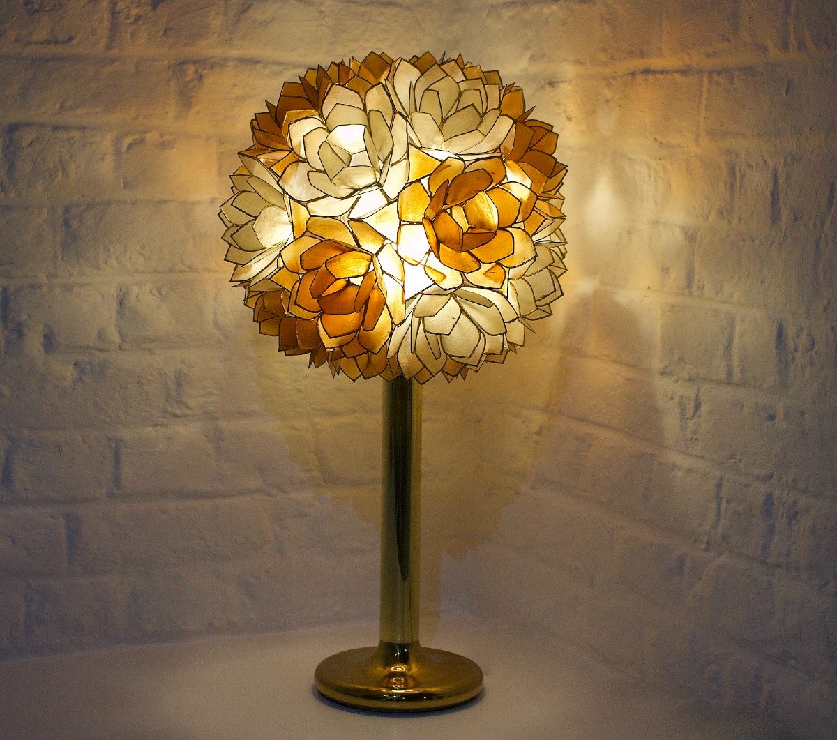 Lampe Tulipe En Laiton Et Nacre Par Rausch-photo-3