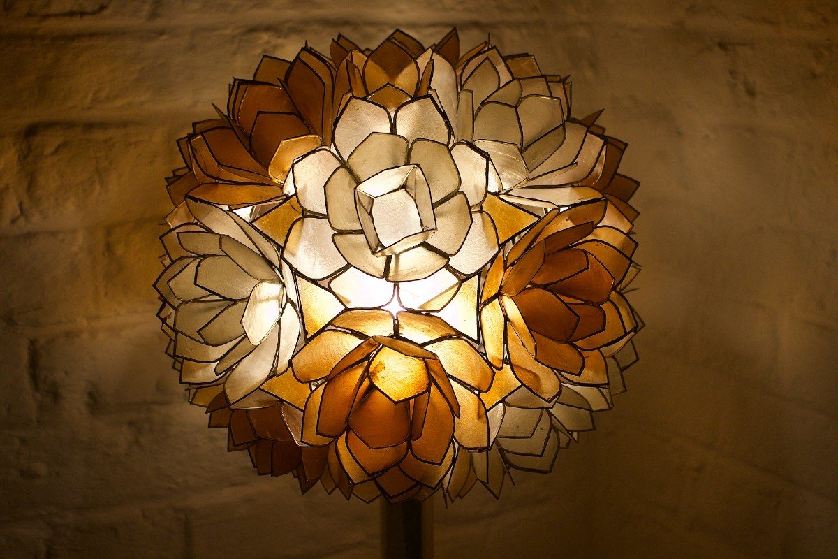 Lampe Tulipe En Laiton Et Nacre Par Rausch-photo-1