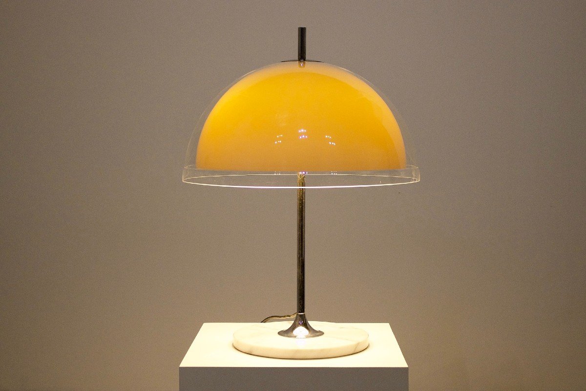 Mushroom Lamp With Double Shade And Marble Base.-photo-2