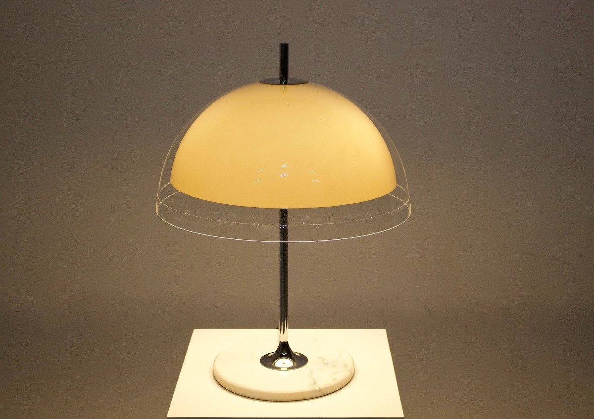 Marble Base Mushroom Lamp By Frank Bentler.-photo-3