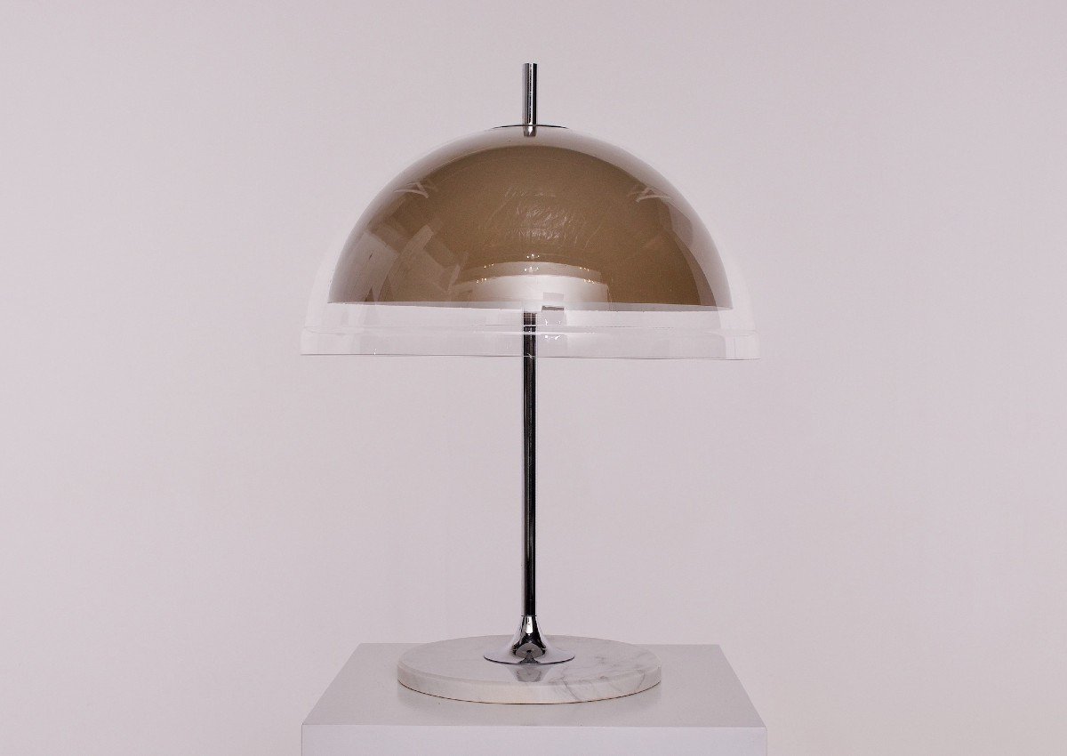 Marble Base Mushroom Lamp By Frank Bentler.-photo-4