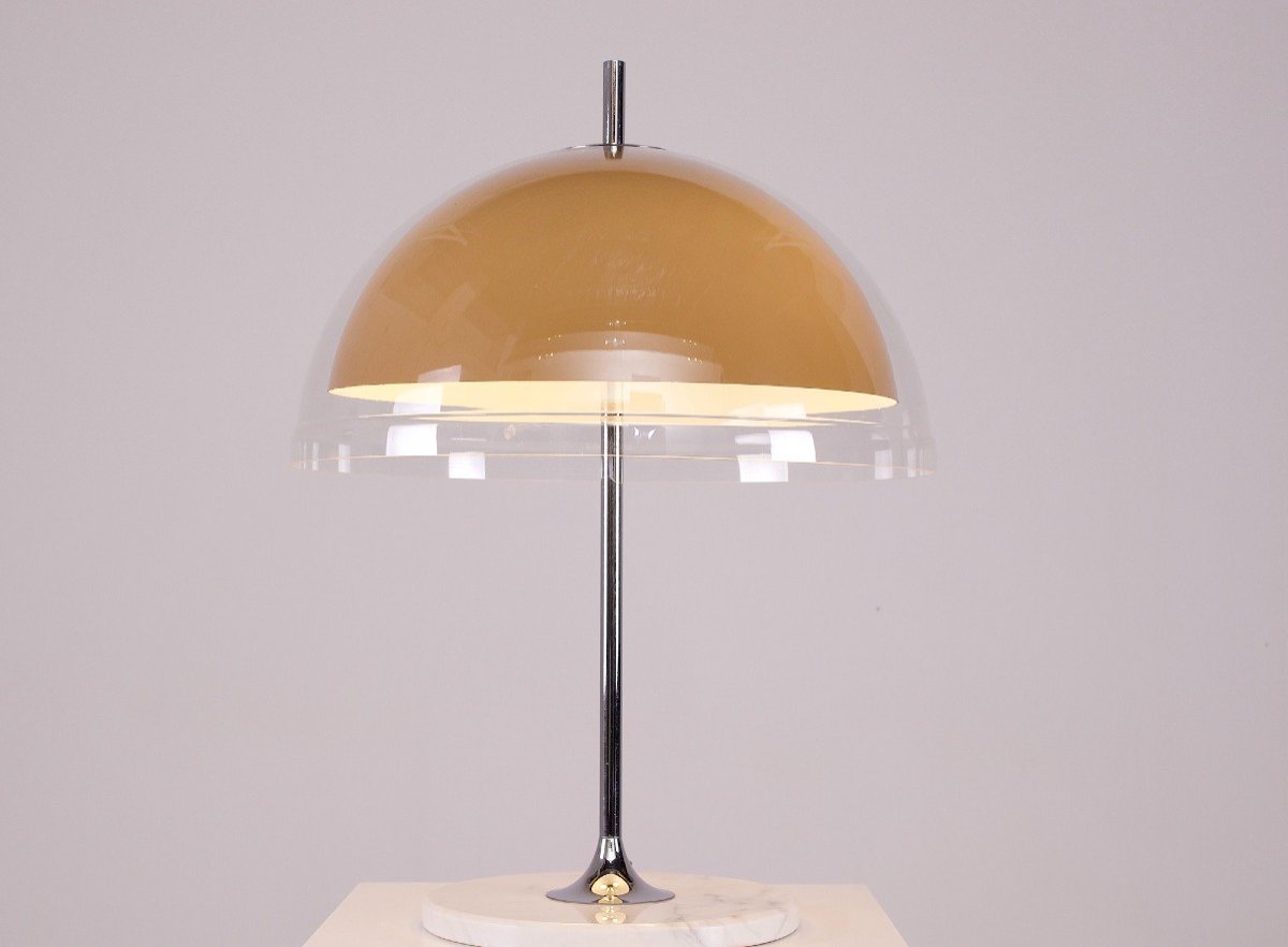 Marble Base Mushroom Lamp By Frank Bentler.