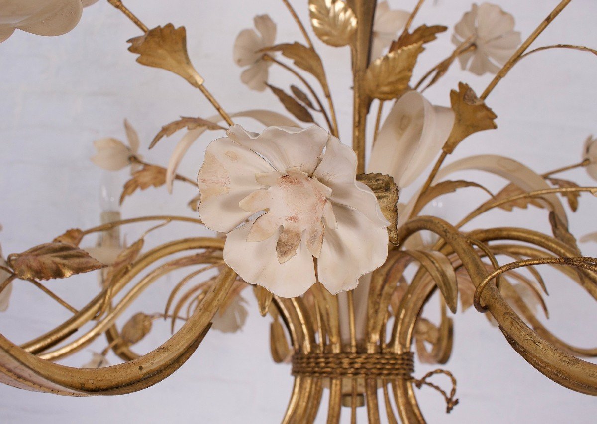 Large Golden Florentine Chandelier By Masca Italy-photo-2