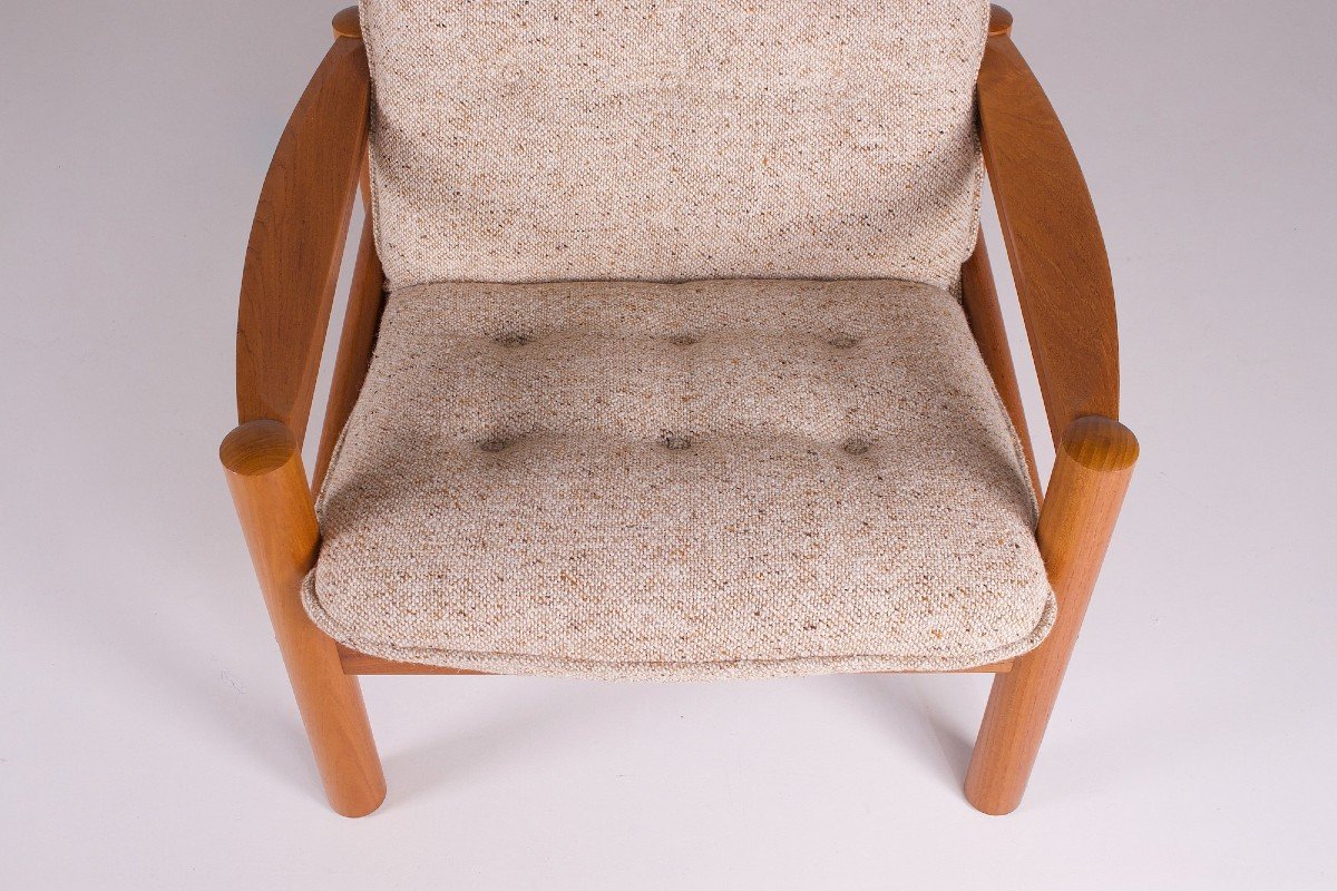 Fauteuil Danois En Teck Et Laine.-photo-2