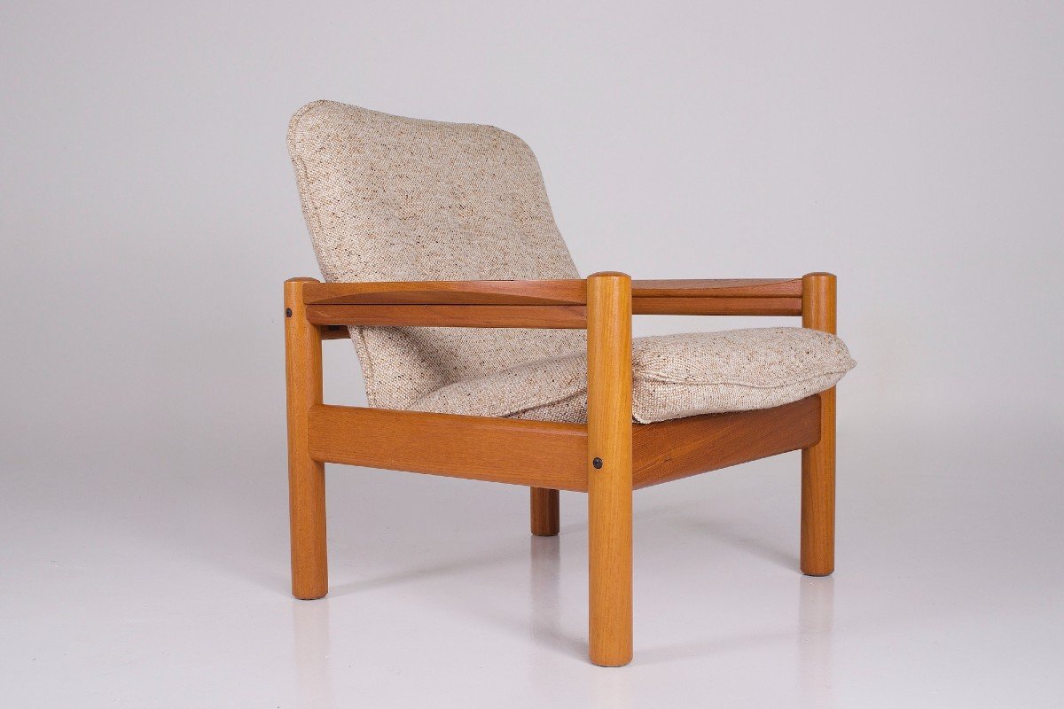 Fauteuil Danois En Teck Et Laine.