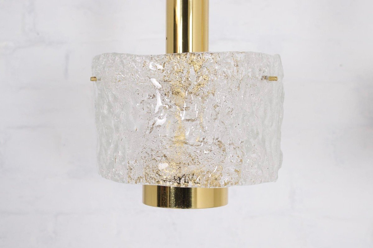 Brass And Murano Ice Glass Pendant Lights-photo-3