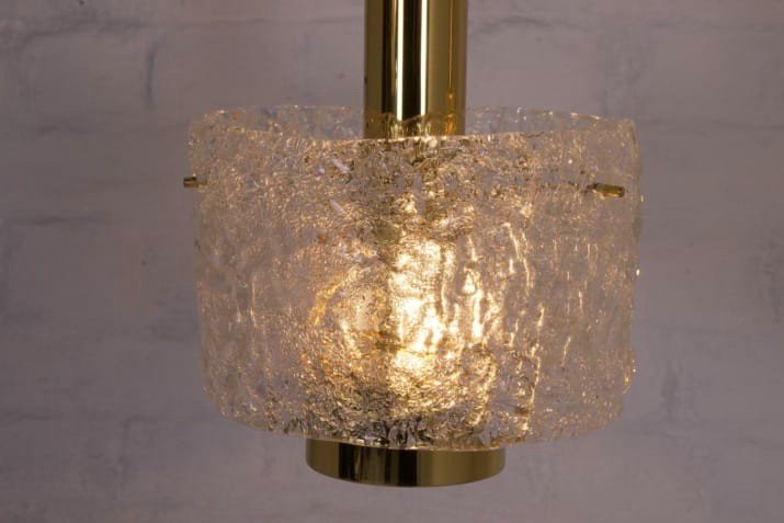 Brass And Murano Ice Glass Pendant Lights-photo-4