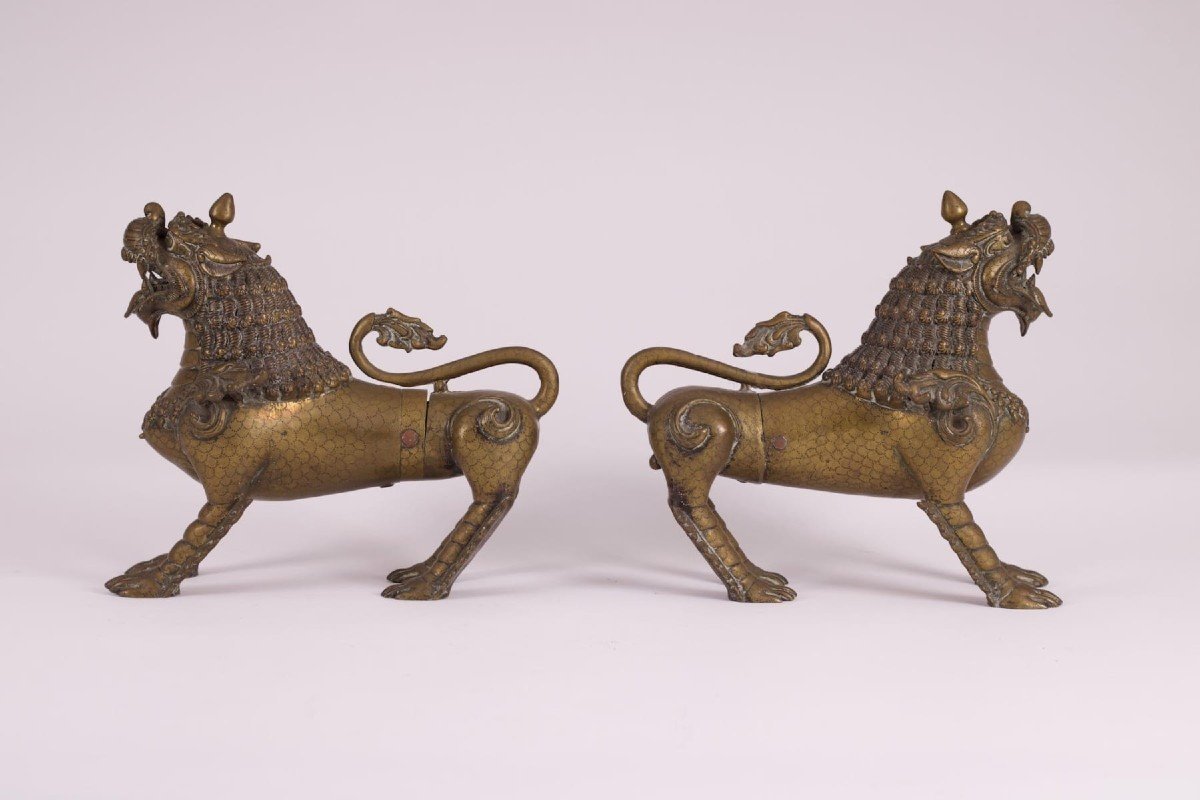 Pair Of Nepalese Simha Guardian Lions-photo-2