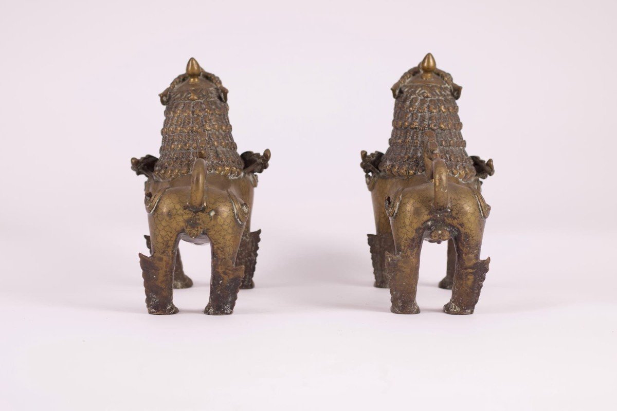 Pair Of Nepalese Simha Guardian Lions-photo-3