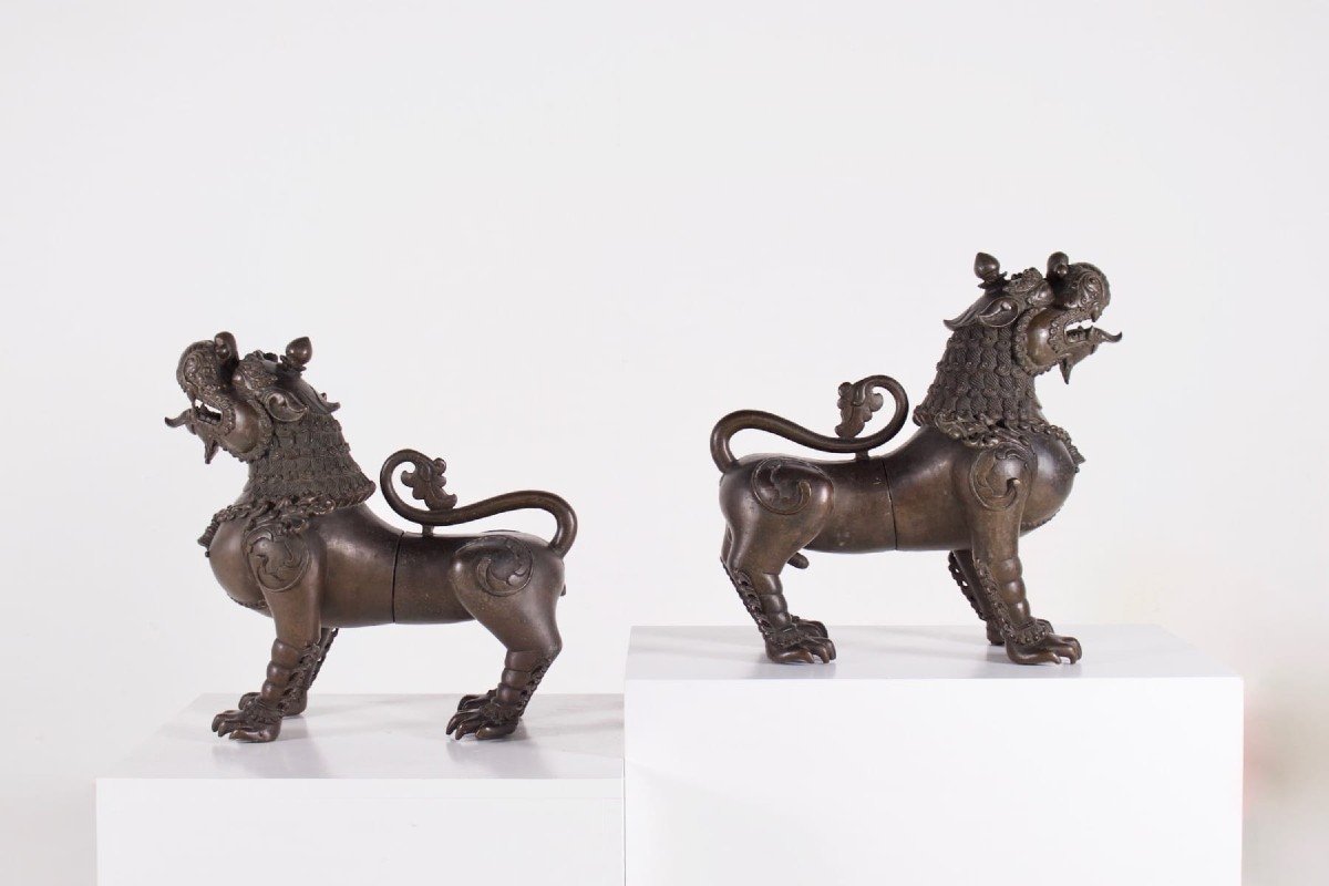 Pair Of Simha Guardian Snow Lions