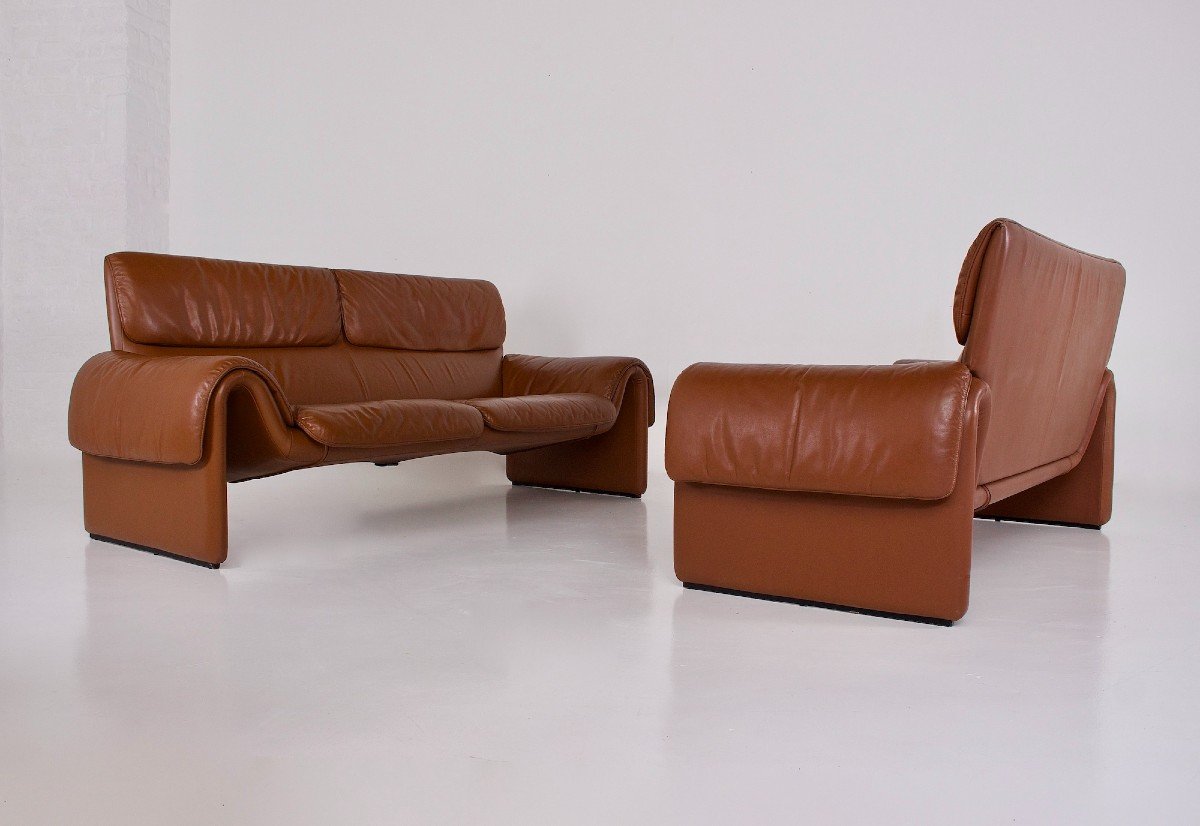 Sofa De Sede 3 Places « Ds-2011 » En Cuir Cognac-photo-4