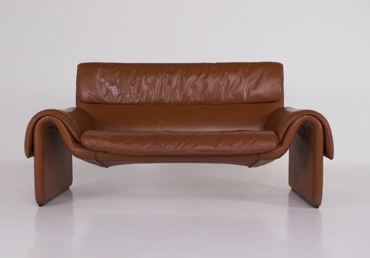 Sofa De Sede 2 Places « Ds-2011 » En Cuir Cognac-photo-3