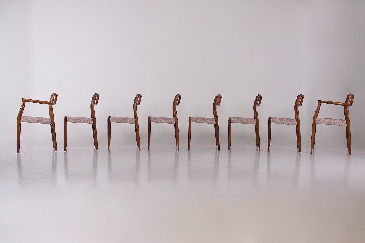 8 Rosewood Chairs By Niels Otto Moller.-photo-2