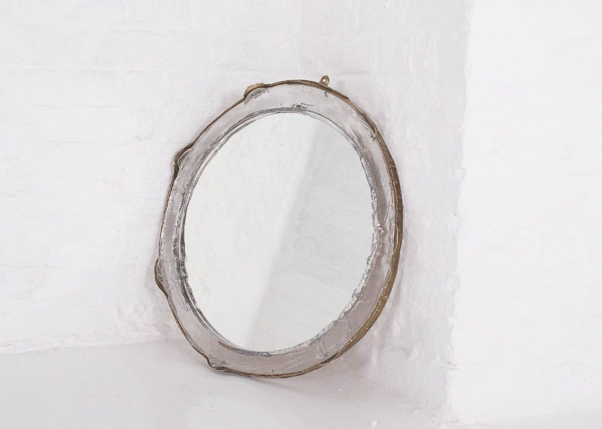 Bronze And Crystal Mirror By Lothar Klute.