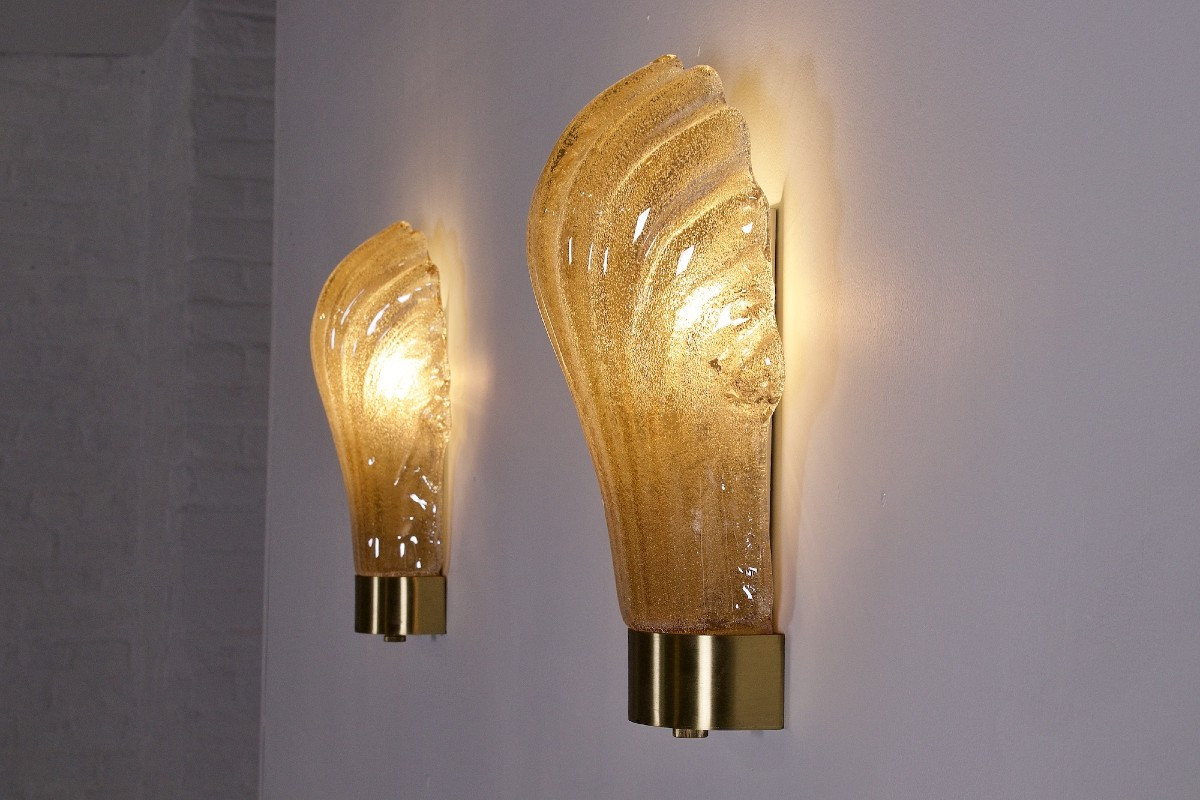 Pair Of "shell" Wall Lights, Barovier Toso Style.