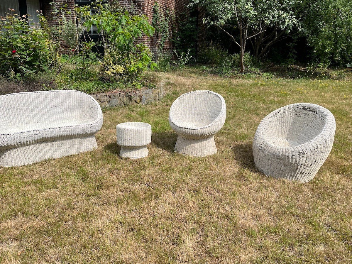 Bonacina Style White Rattan Garden Set-photo-2