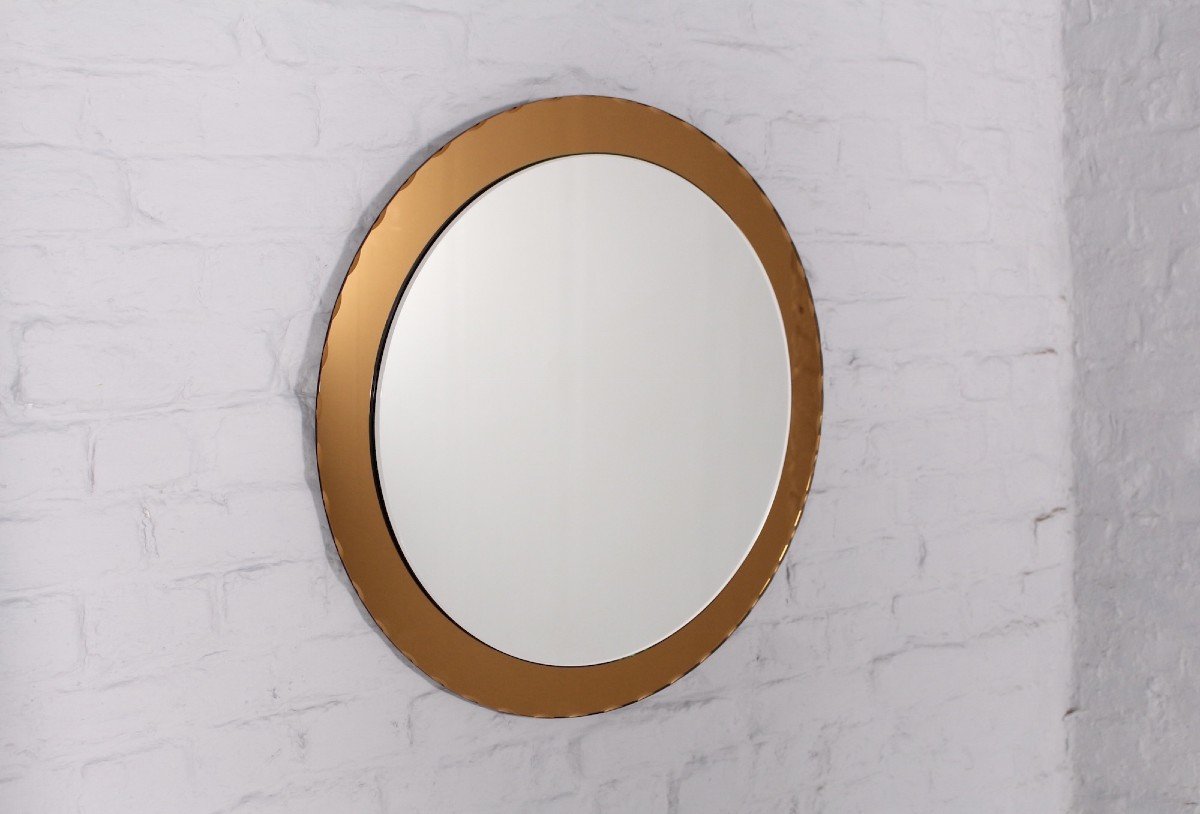 Fontana Arte Style Round Beveled Mirror