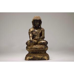 Buddha Shakyamuni Shan In Golden Wood