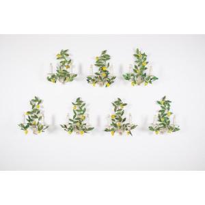 Pairs Of Lemon Tree Sconces In Painted Sheet Metal