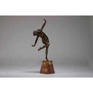 Danseuse Au Serpent,  Bronze Art Déco, Claire Colinet .