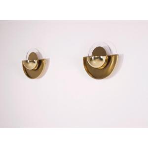 Pair Of Postmodernist Half-moon Sconces.