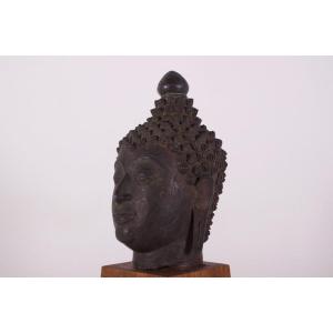 Large Bronze Buddha Head Lan Na