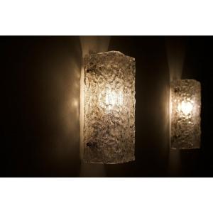 Pair Of Murano “ice Glass” Wall Lights (30 Cm)