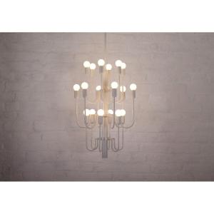 Large White Chandelier 1970 With 18 Lights