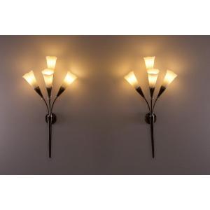 Pair Of “arum” Torchiere Wall Lights By Maison Lunel