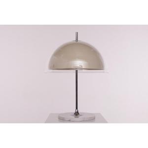 Mushroom Lamp With Double Shade And Marble Base.