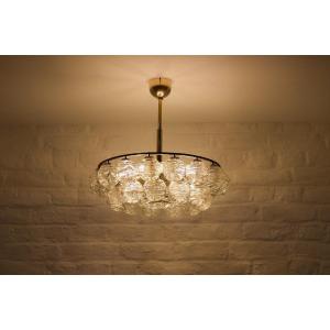 Lustre Plafonnier En Laiton Et Cristal “snowball”