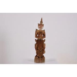 Sculpture En Bois D’un Nat Birman