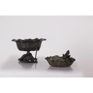 Pair Of Lotus Ikebana Bowls 