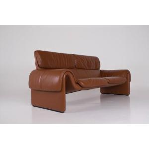 Sofa De Sede 3 Places « Ds-2011 » En Cuir Cognac