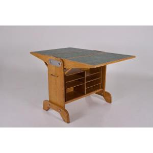 Raclem Oak Retractable Desk