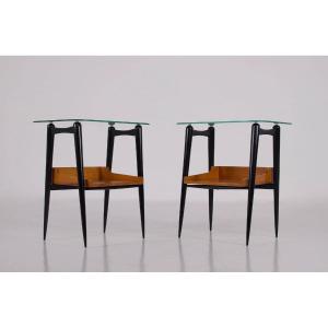 Pair Of Ico Parisi Style Side Tables.