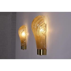 Pair Of "shell" Wall Lights, Barovier Toso Style.