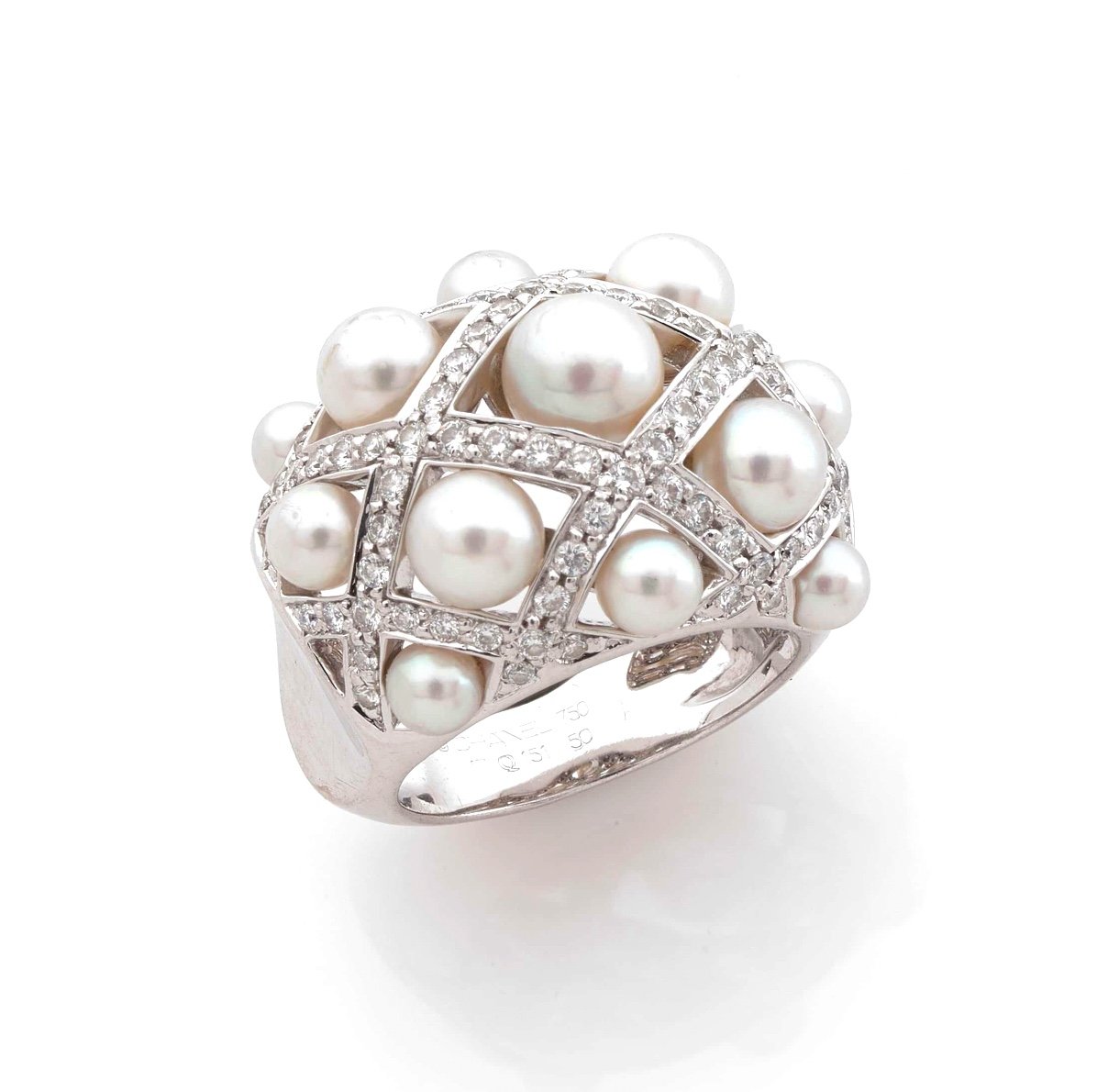 Chanel • White Gold And Pearls "baroque" Ring