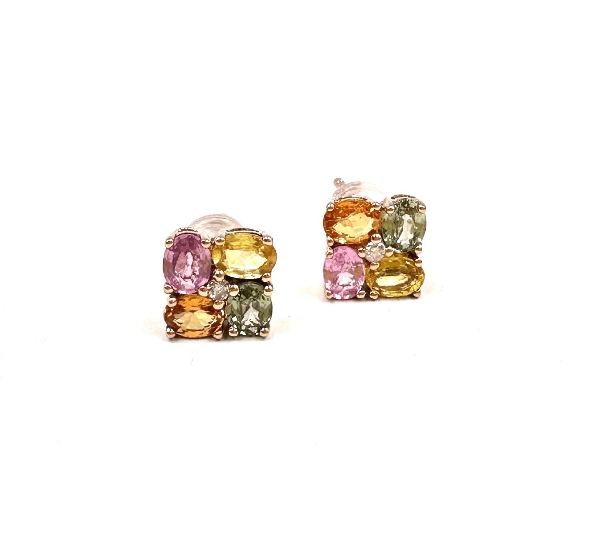 Pink Gold And Sapphires Earrings