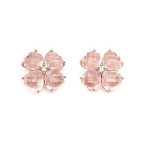 Pink Gold, Quartz And Diamonds Earrings