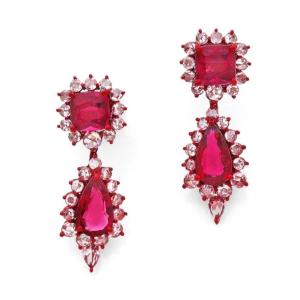 Tourmaline Rubellite And Gold Earrings