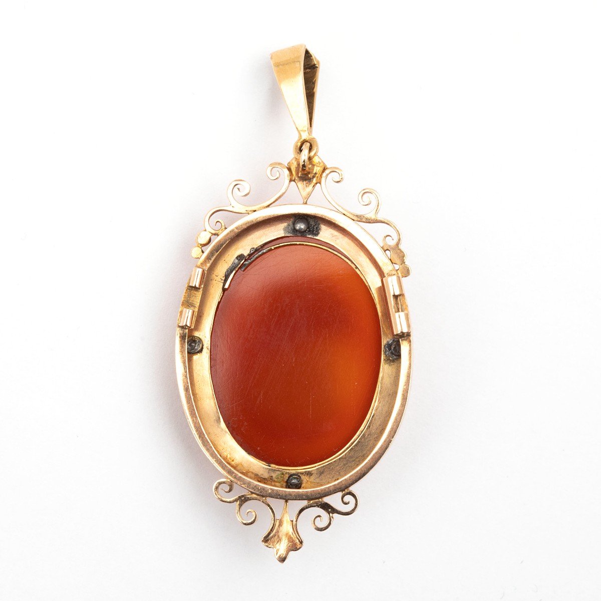 3560 – Yellow Gold Agate Cameo Pendant-photo-3