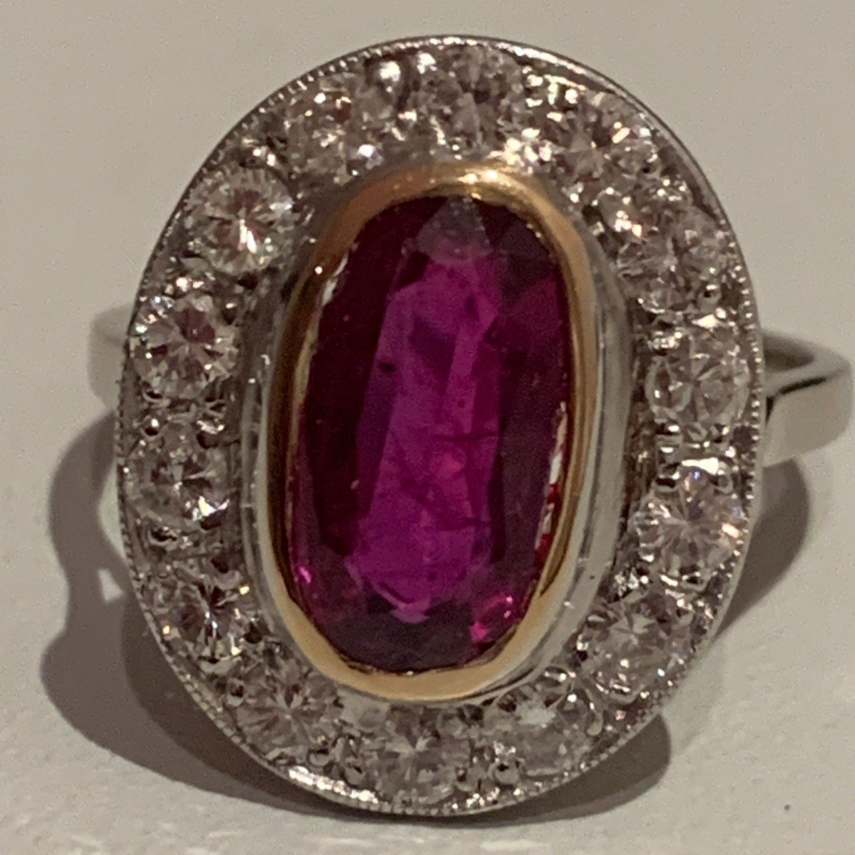 1802 – Gold Ruby Ring (laboratory Certificate) Diamonds