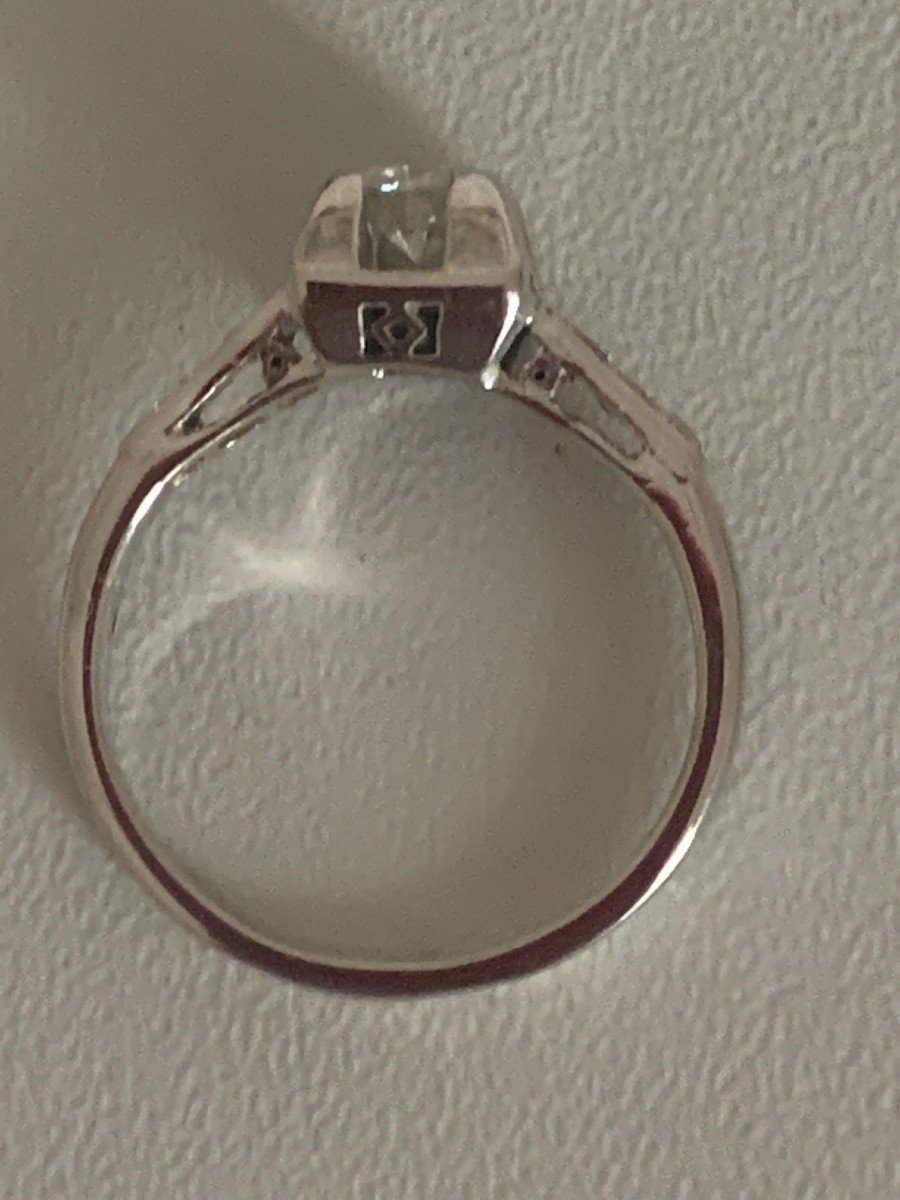 3036 – Art Deco Platinum Diamond Ring 0.40 Ct-photo-4