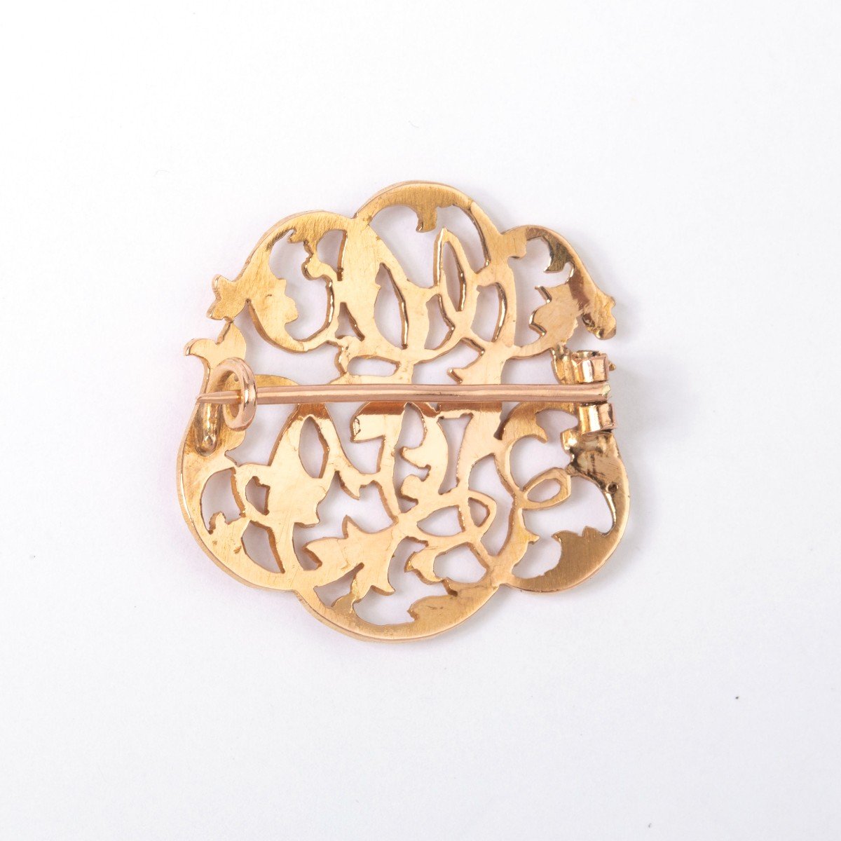 3086 – Broche Circulaire Monogrammée Or Jaune-photo-2