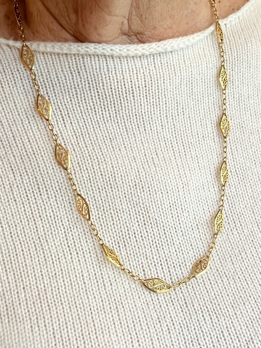 3486 – Yellow Gold Drapery Necklace 60 Cm-photo-1