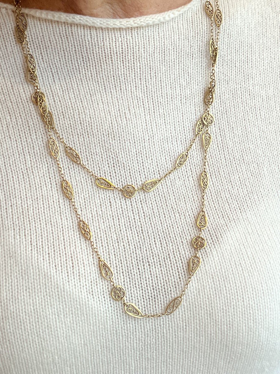 3587– Yellow Gold Long Necklace 132 Cm-photo-4